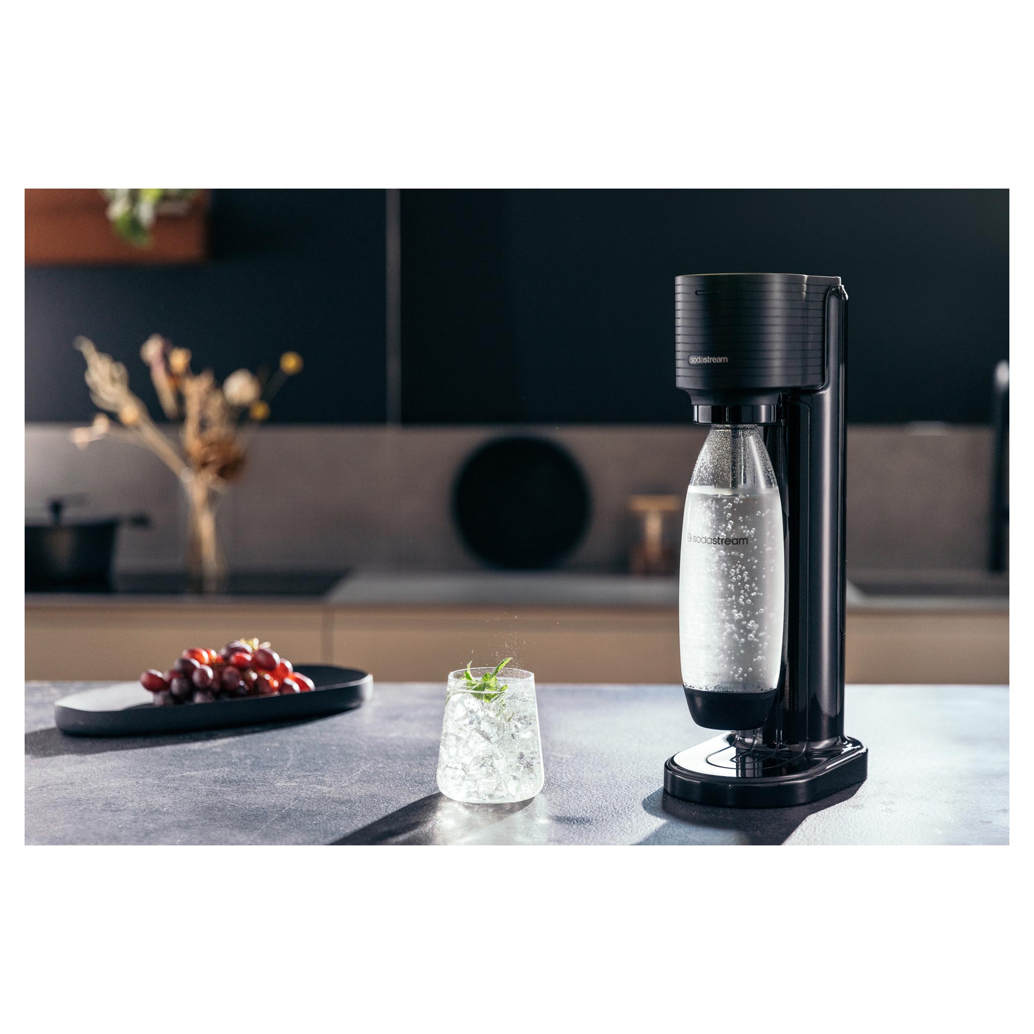 SodaStream Gaia szódagép szett, 3 palack, 1 l, alumínium/üveg,  tiszta/fekete 